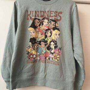 Disney Women's Crew Neck Sweater - Pastel Green with Multicolor Characters
